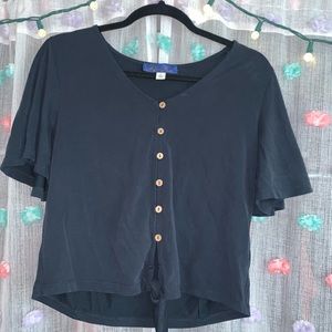 Blue button up blouse